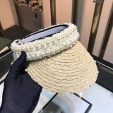 Best Christian Dior Natural raffia splicing sun Empty top hat