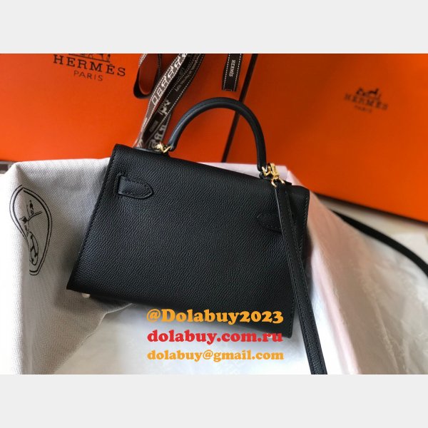 Hermes Mini Kelly Black Replica Handbag Epsom leather