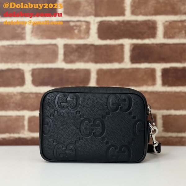 Gucci Replica 1:1 Mirror Jumbo GG Pouch 802148 Black Handbag