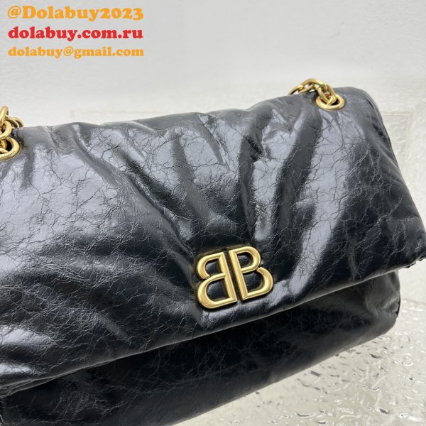 7 Star Balenciaga Le Monaco Wax Leather Chain 1:1 Mirror Bag