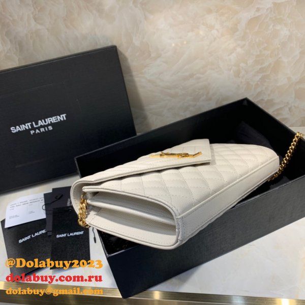 YSL Replica Saint Laurent Envelope Wallet on Chain WOC 620280 White Bag