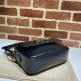 Gucci Horsebit 1955 Small Shoulder 645454 Black Army Green White Bag