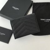 Fake YSL Saint Laurent Short MONOGRAM 459738 Black Wallet