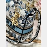 Blue/Pink Christian Dior Fake 9027 Five Grid Embroidery Lady Bag