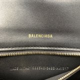 Cheap Balenciaga Hourglass Croc-Embossed Leather Top Handle Bag Plain black