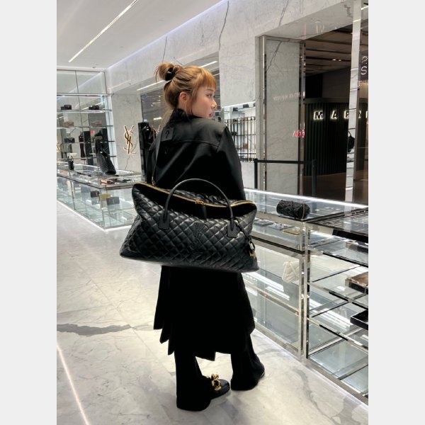 Ysl Replica Es Giant Travel 736009 Black Quited AAA+ Bag