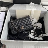 2020 Luxury CC CF 20CM Flap Lambskin Classic Black Bags