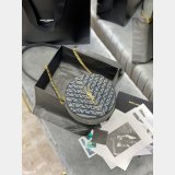 Saint Laurent Fake Vinyle round camera bag 610436 chevron-quilted