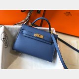 Hermes Blue Mini Kelly Replica Handbag Epsom leather