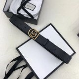 Top Quality Gucci Double G leather Replica belt black