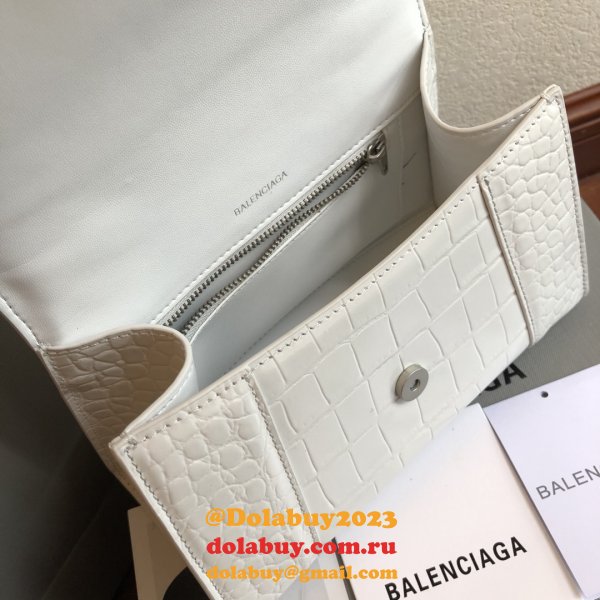 Cheap Balenciaga White Hourglass Leather Top Handle Bag