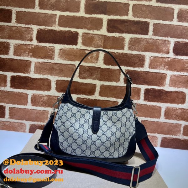 Gucci Wholesale Jackie 1961 small shoulder bag ‎678843 Beige and blue