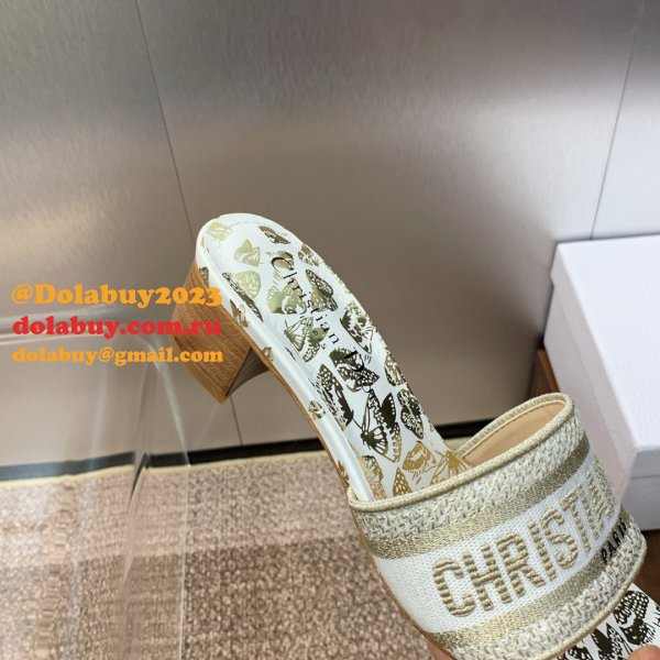 High Quality Dior Dway Heeled Slides Replica Shoes