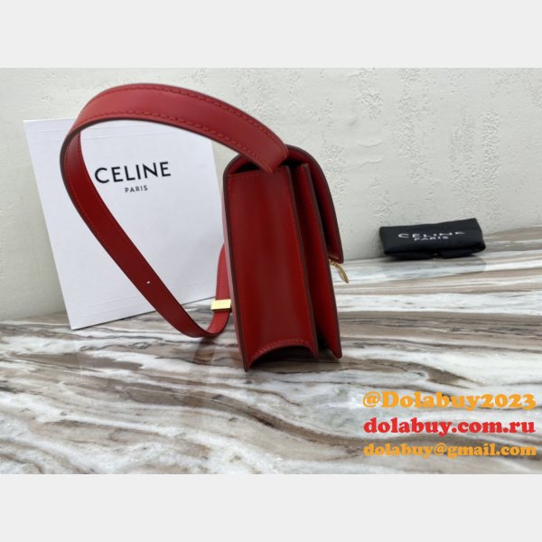 Celine Replicas Teen Classic Box Red Bag