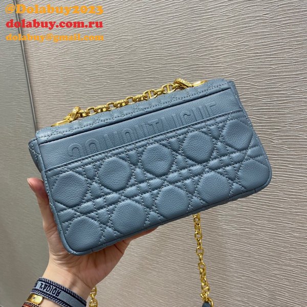 High Quality Dior Caro 20cm replica blue bags