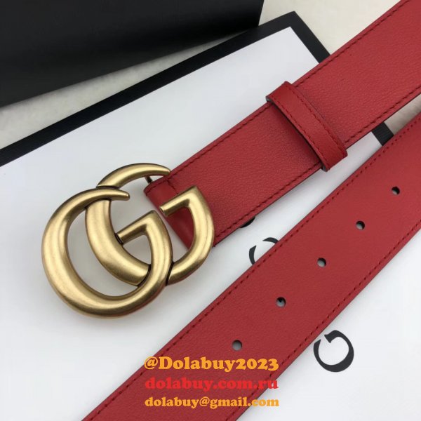 AAA+ Gucci Replica Leather Belt With Double G Red Buckle