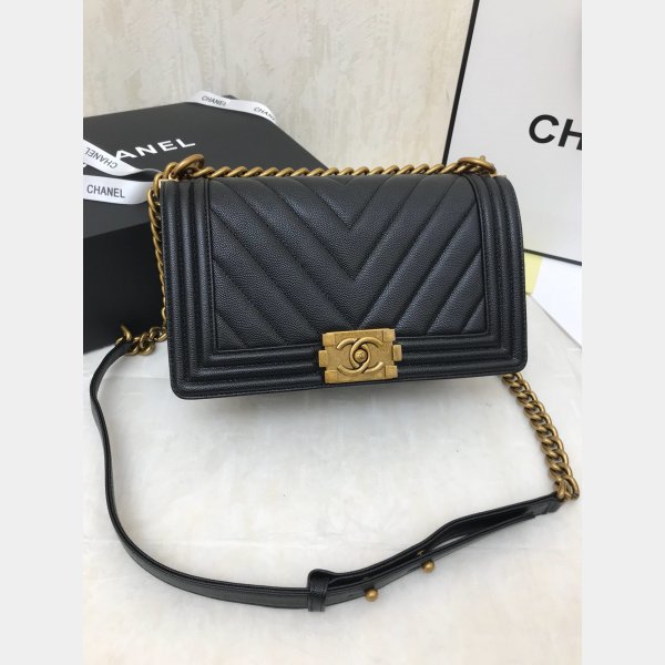 Buy top Replica CC V Le Boy Handbag caviar leather 25cm