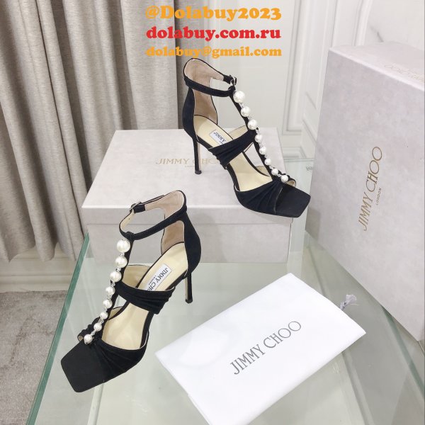 Suede Sandals Aura 95 Fake Jimmy Choo Heel: 8.5 cm Shoes