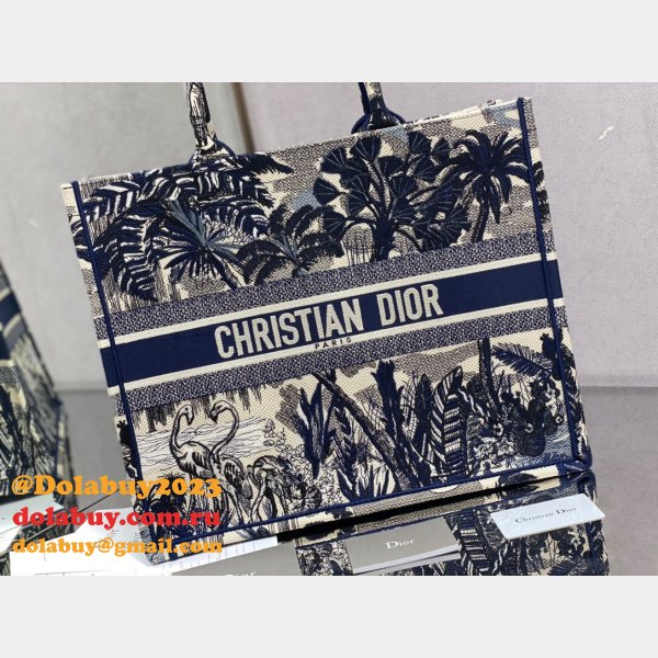 Dior CD Book Tote Top Quality Oblique Embroidery