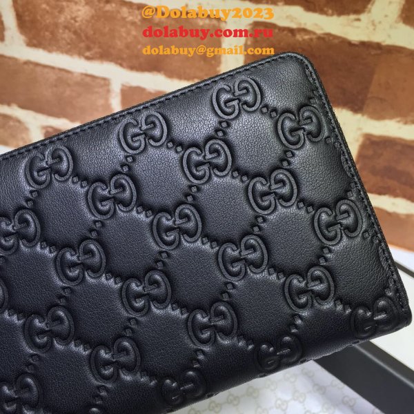 Replica Designer Gucci Bag 307987 Black Signature zip around wallet