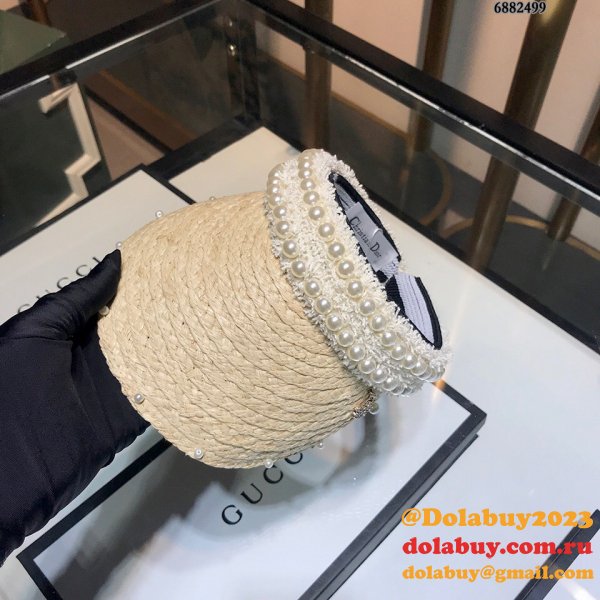 Best Christian Dior Natural raffia splicing sun Empty top hat