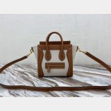 Brown/White Celine Micro Luggage Tote Bag Replica