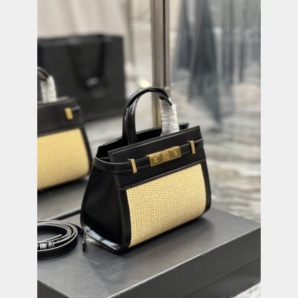 Replica YSL Saint Laurent Nano Manhattan Top Handle Brown/Black Bag