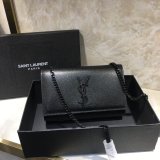 YSL Replica Crossbody Bags Leather & Chain 20cm Black