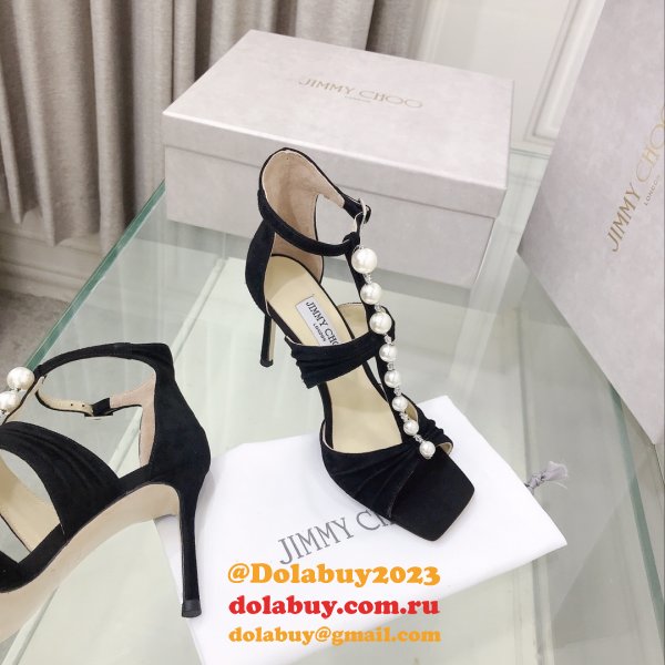 Suede Sandals Aura 95 Fake Jimmy Choo Heel: 8.5 cm Shoes