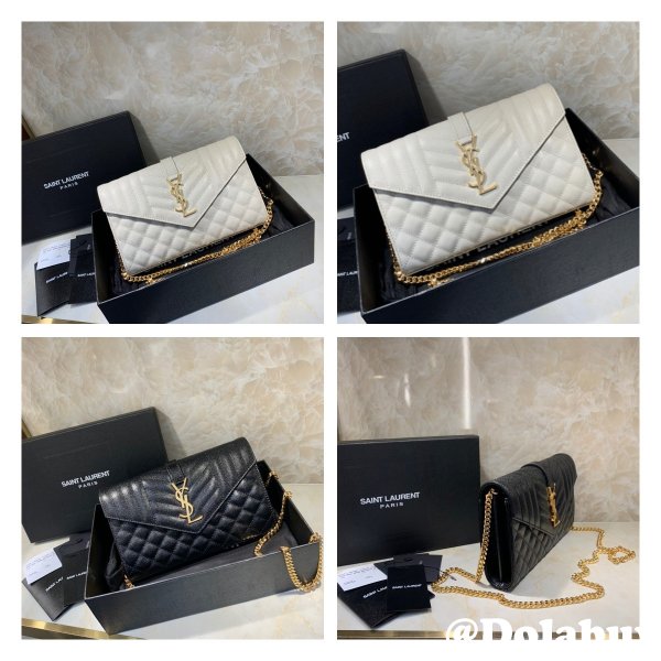 YSL Replica Saint Laurent Envelope Wallet on Chain WOC 620280 White Bag