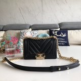 Luxury CC V Le Boy Replica 7 Star Black Bags lambskin 20cm