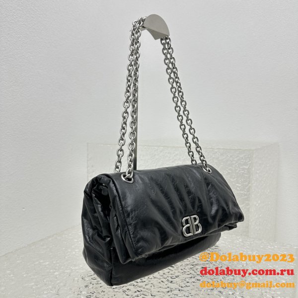 Top Quality Best Balenciaga Le Monaco Wax Leather Chain Bag