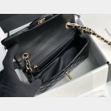 7 Star CC Lambskin Flap Designer Black Bag 20CM