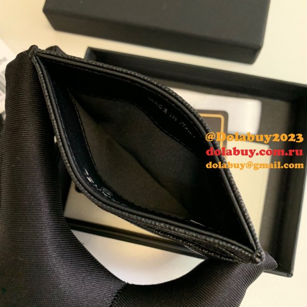 Replicas AP1967 Black/White Card Holder Grained Calfskin Fake Bags