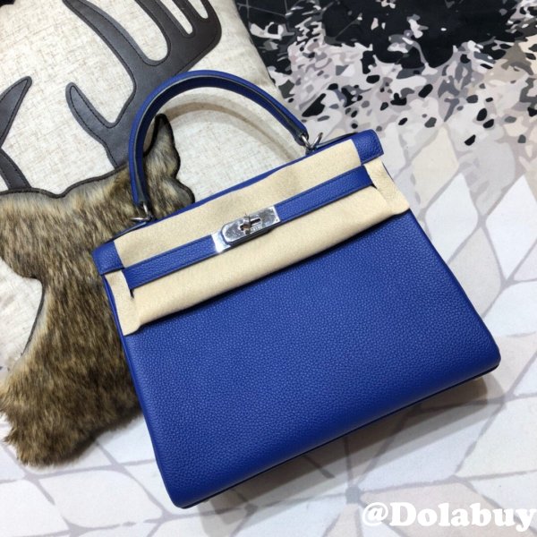 Hermes Kelly 32cm Togo leather E-blue