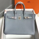 Hermes Birkin 35cm Togo leather Handbags Blue lin