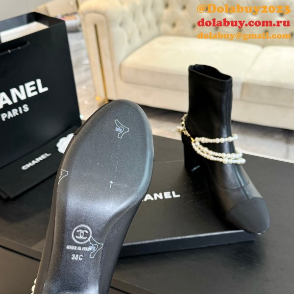 Top Quality Chanel Short Lambskin Boots