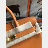 Hermes Birkin Epsom leather Handbags Orange Golden