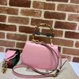 Perfect Gucci Copy 675797 Small top handle pink/green bag with Bamboo