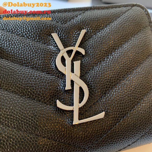 AAA+ Saint Laurent monogram compact zip around wallet black