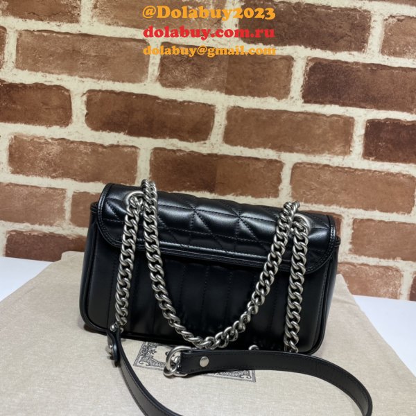 Gucci Designer Copy GG Marmont Matelassé 446744 Black Bag