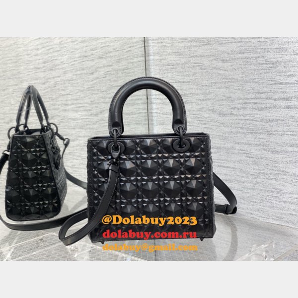 Christian Lady Dior 24cm AAA+ Replica Top Quality Black Bag