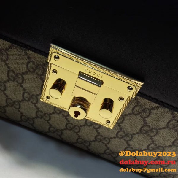 Gucci Replica 453188 GG Supreme Padlock Small Top Handle Bag