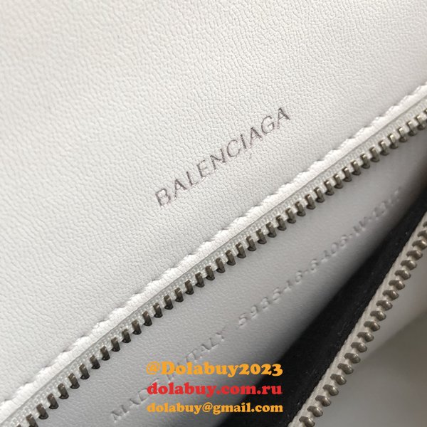 Cheap Balenciaga White Hourglass Leather Top Handle Bag