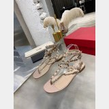 Valentino 1:1 Mirror ROCKSTUD METALLIC FLAT FLIP-FLOP SANDAL