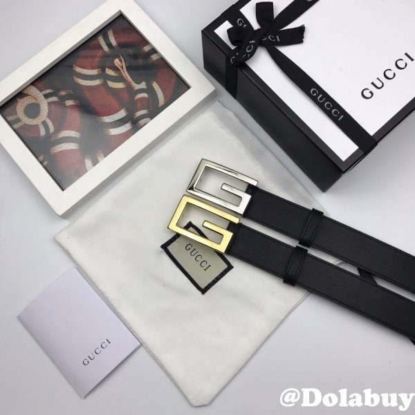 Luxury Gucci 35mm Buckle Black leather belt replica