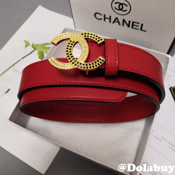 Top Quality Replica CC Double C Belt Red Width 3.0cm 1135