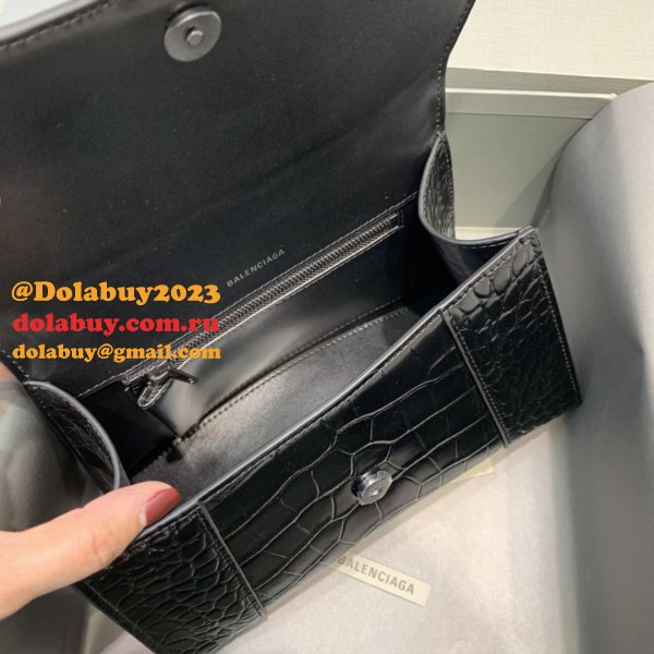 Balenciaga Replica Hourglass Small Top Handle Bag Black