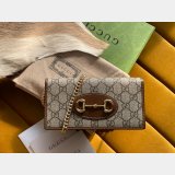 Designer Gucci Replicas Horsebit 1955 wallet with chain 621892 GG Supreme