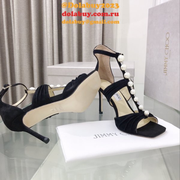 Suede Sandals Aura 95 Fake Jimmy Choo Heel: 8.5 cm Shoes